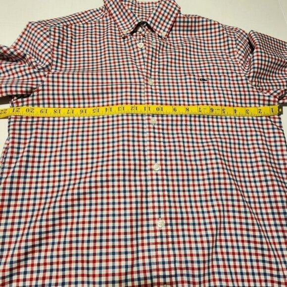 Vineyard Vines Men sz M red blue check whale button down shirt classic fit - Picture 8 of 10